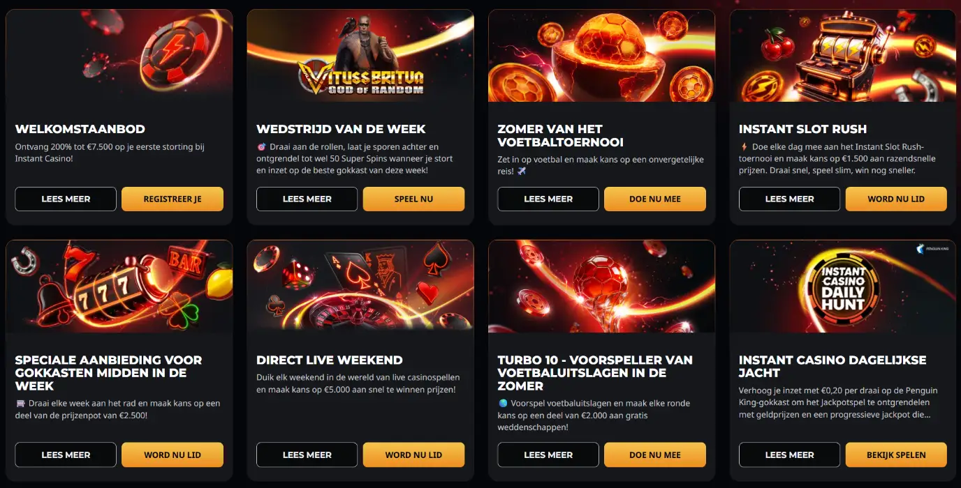 Instant Casino Promoties en Sportsbonussen