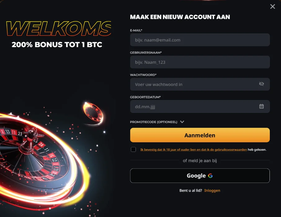 Instant Casino Registratie en Inloggen