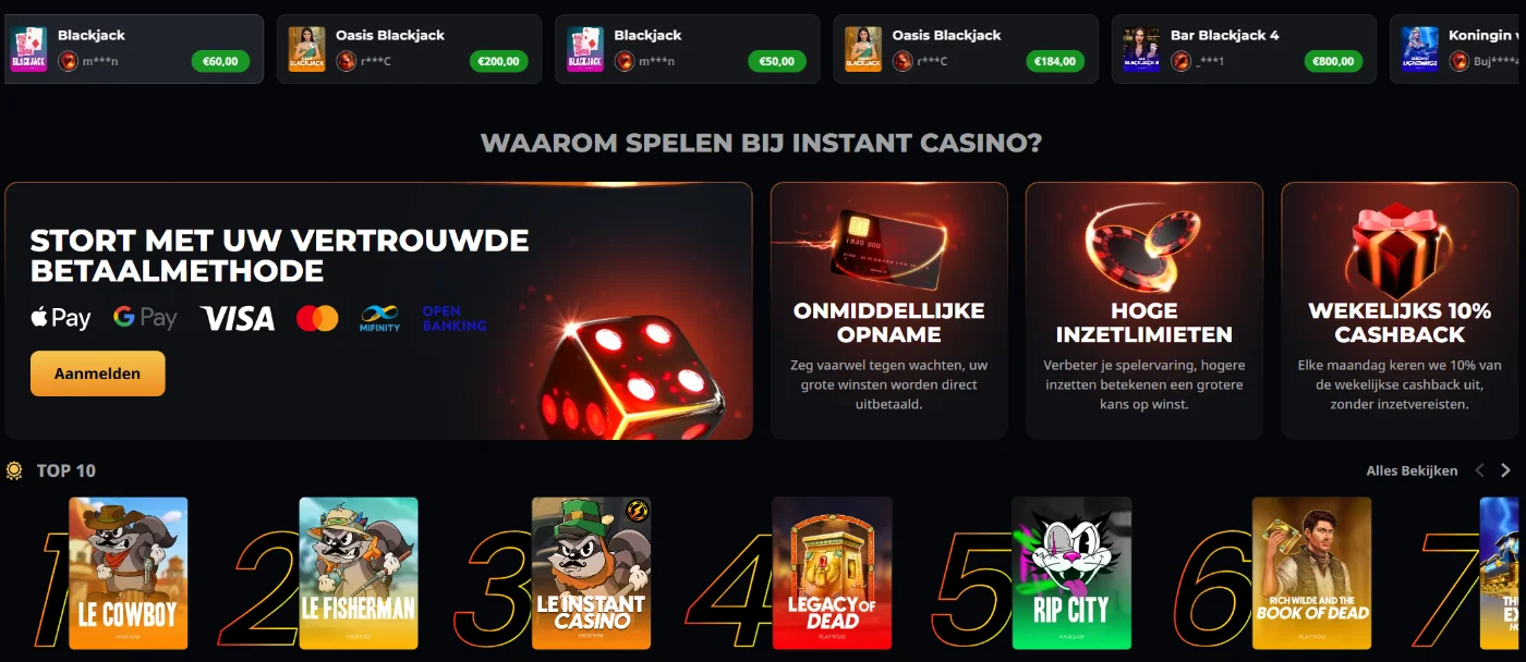 Instant Casino Startpagina